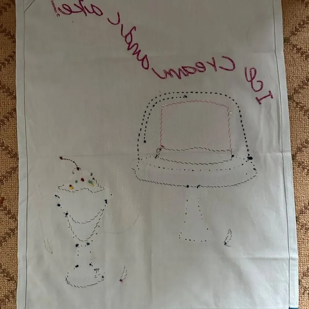 Sur La Table Embroidered Appliqué Dessert themed Tea Towel set of 2 NWOT
